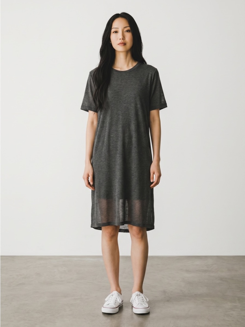 Jenni Kayne T-Shirt Dress Grey Short Sleeve Cashmere Viscose Blend Size Medium